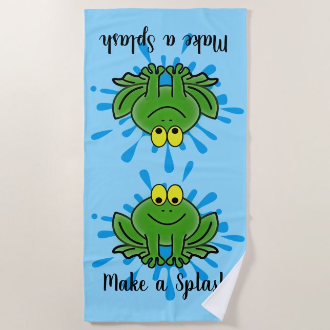 Niedliche Green Frosch Splash Design Badetücher Strandtuch (Vorderseite)