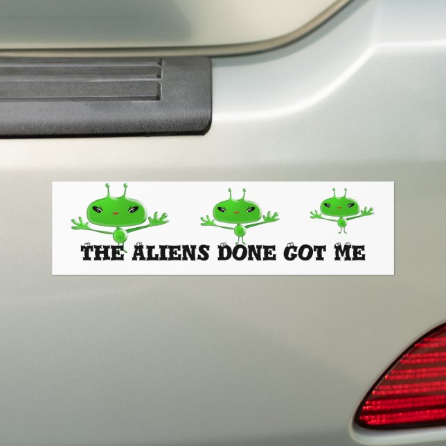 Niedliche Green Outer Space Außerirdischen mit Rau Autoaufkleber (Auf Auto)