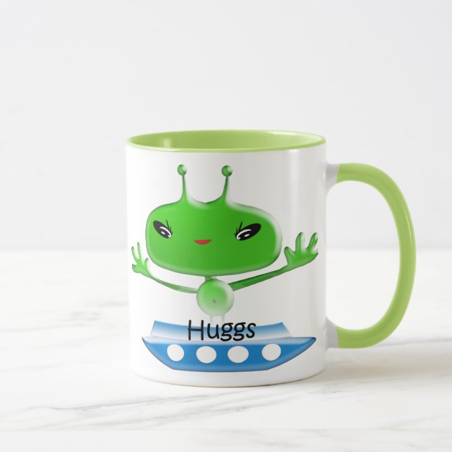Niedliche Green Outer Space Außerirdischen mit Rau Tasse (Rechts)