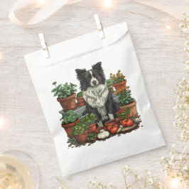 Niedliche Grenz-Collie-Gartenarbeit Geschenktütchen