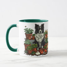 Niedliche Grenz-Collie-Gartenarbeit