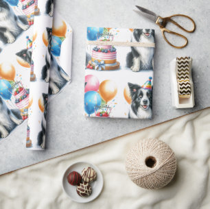Niedliche Grenz-Collie Happy Birthday Wrapping Pap Geschenkpapier