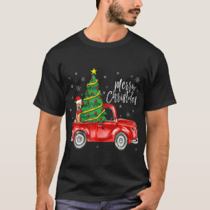 Niedliche Grenz Terrier Dog Truck Frohe Weihnachts T-Shirt