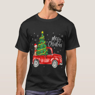 Niedliche Grenz Terrier Dog Truck Frohe Weihnachts T-Shirt