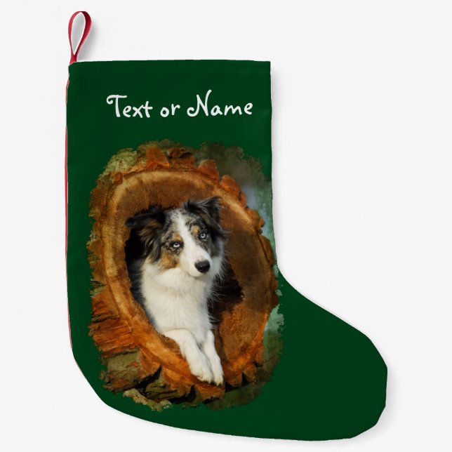 Niedliche Grenze Collie Blue Merle Hund - Personal Kleiner Weihnachtsstrumpf (Vorderseite)