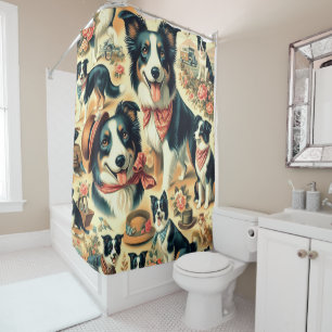 Niedliche Grenze Collie Seamless Duschvorhang