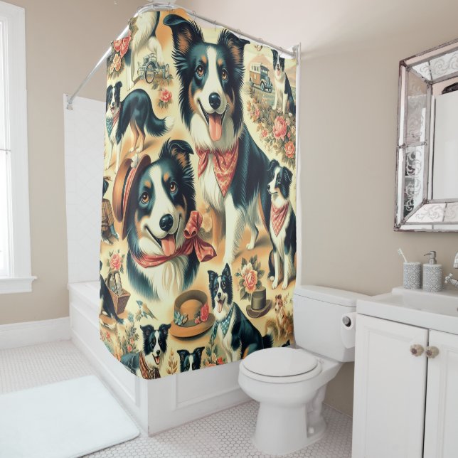 Niedliche Grenze Collie Seamless Duschvorhang (Beispiel)