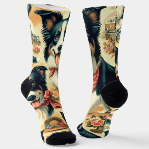 Niedliche Grenze Collie Seamless Socken