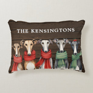 Niedliche Greyhound Hunde mit Winterskarven Dekokissen