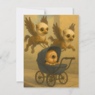 Niedliche Griffins & Baby Cyclops Mythology Fantas Postkarte