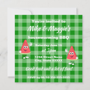 Niedliche GRILLEN Watermelon Printable Housewarmin Einladung