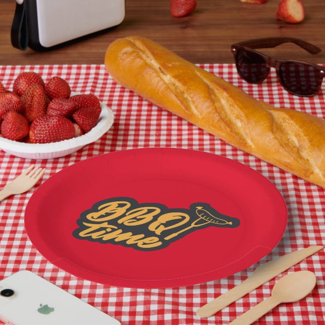 niedliche GRILLEN Zeitwort Kunst Pappteller (Picknick)