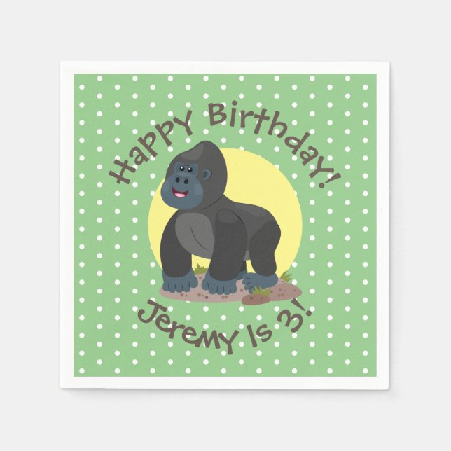 Niedliche grobe Gorilla-Cartoon-Illustration Serviette (Vorderseite)