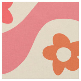 Niedliche Groovy-Blume auf Retrowellen Stoff