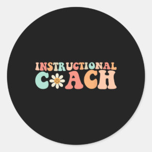 Niedliche Groovy Instructor Coach Crew Zurück zu Runder Aufkleber