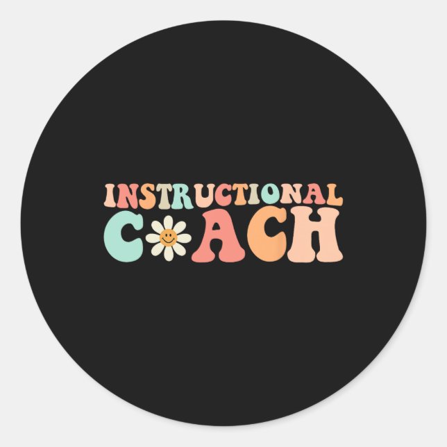 Niedliche Groovy Instructor Coach Crew Zurück zu Runder Aufkleber (Vorderseite)