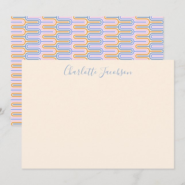 Niedliche Groovy Lavender Geometric Art Personalis Mitteilungskarte (Vorne/Hinten)