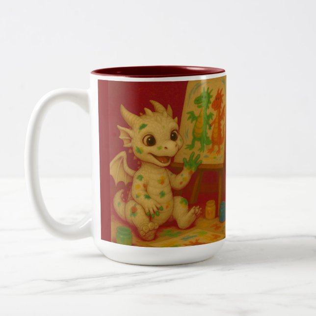 niedliche Großaugenröhrenmalerei Zweifarbige Tasse (Links)