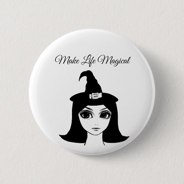 niedliche Großaugenwitscher Girl Fantasy Märchenku Button (Vorderseite)