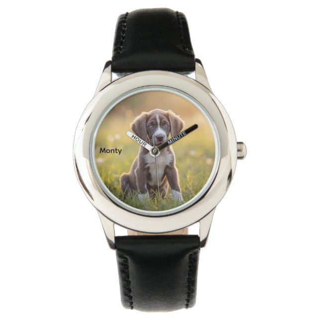 Niedliche große Dane-Kid's Personalisiert Armbanduhr (Vorderseite)