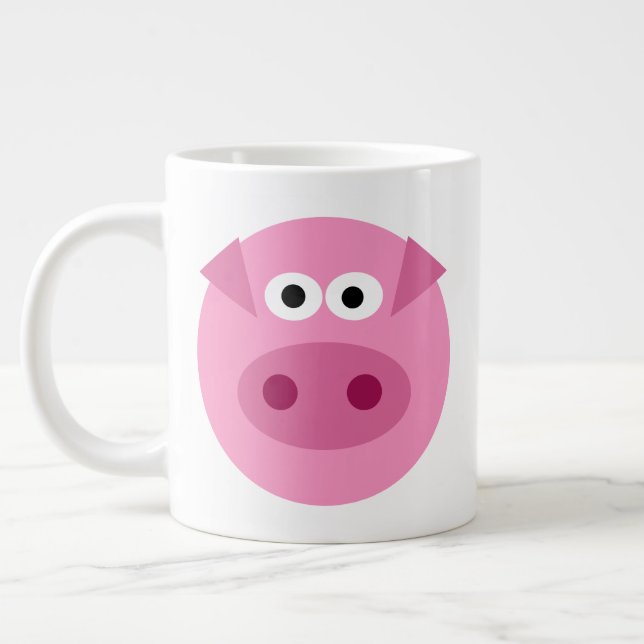 Niedliche große fette Rosa Cartoon Riesenkaffee Ta Jumbo-Tasse (Links)