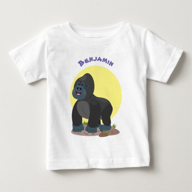Niedliche, große Gorilla-Cartoon-Abbildung Baby T-shirt (Vorderseite)
