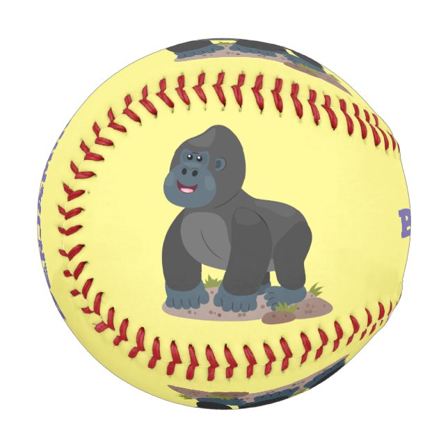 Niedliche, große Gorilla-Cartoon-Abbildung Baseball (Vorderseite Links)