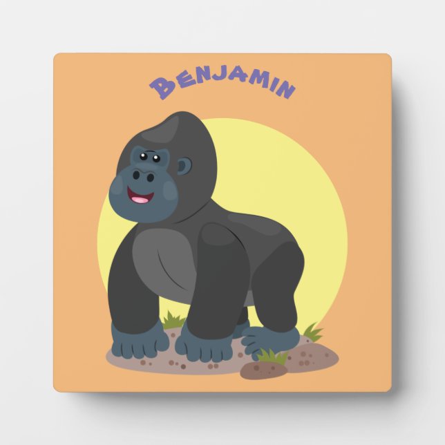 Niedliche, große Gorilla-Cartoon-Abbildung Fotoplatte (Vorderseite)