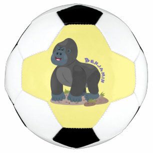 Niedliche, große Gorilla-Cartoon-Abbildung Fußball