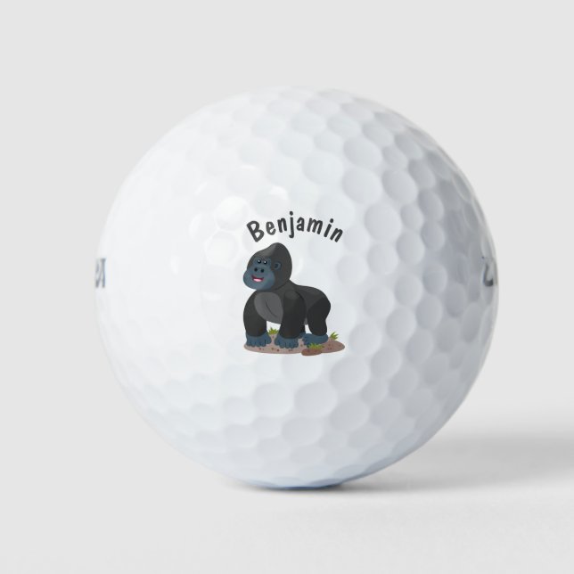 Niedliche, große Gorilla-Cartoon-Abbildung Golfball (Vorderseite)
