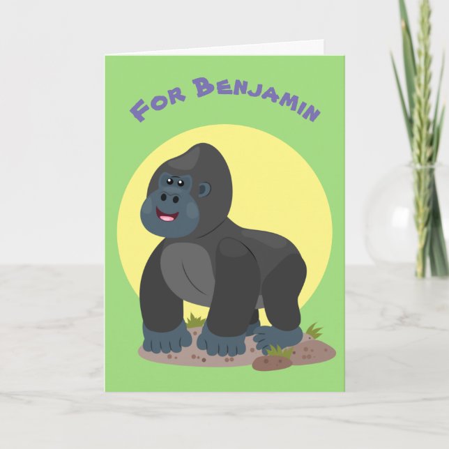 Niedliche, große Gorilla-Cartoon-Abbildung Karte (Vorderseite)