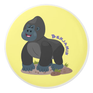 Niedliche, große Gorilla-Cartoon-Abbildung Keramikknauf