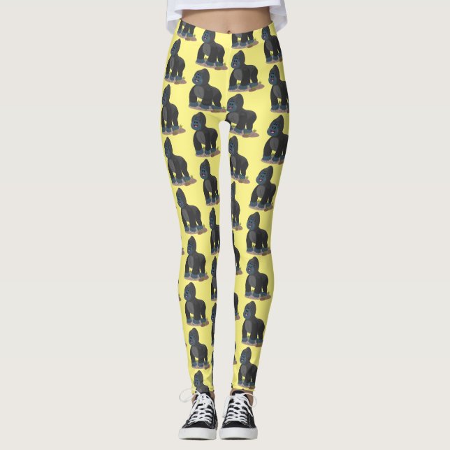 Niedliche, große Gorilla-Cartoon-Abbildung Leggings (Vorderseite)