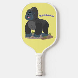 Niedliche, große Gorilla-Cartoon-Abbildung Pickleball Schläger