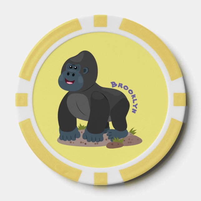 Niedliche, große Gorilla-Cartoon-Abbildung Pokerchips (Vorderseite)