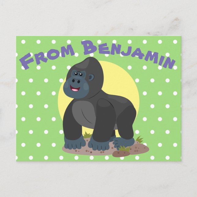 Niedliche, große Gorilla-Cartoon-Abbildung Postkarte (Vorderseite)