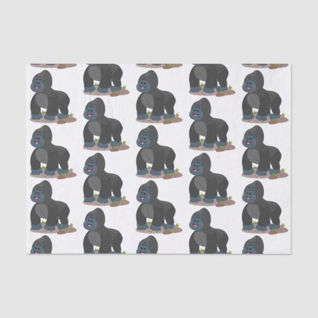 Niedliche, große Gorilla-Cartoon-Abbildung Seidenpapier (Vorderseite)