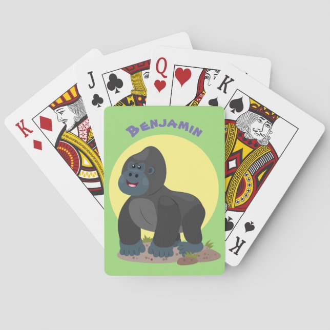 Niedliche, große Gorilla-Cartoon-Abbildung Spielkarten (Rückseite)
