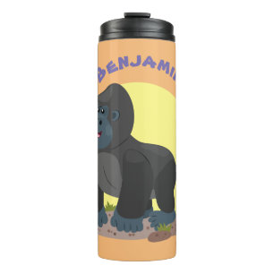 Niedliche, große Gorilla-Cartoon-Abbildung Thermosbecher