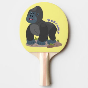 Niedliche, große Gorilla-Cartoon-Abbildung Tischtennis Schläger