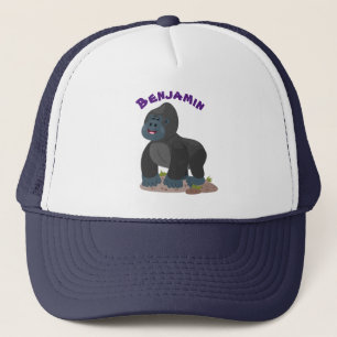 Niedliche, große Gorilla-Cartoon-Abbildung Truckerkappe