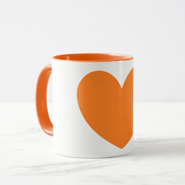 Niedliche große orange Herz-Druck-Kaffee-Tasse Tasse (Vorderseite Links)
