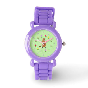 Niedliche Groundhog- und Tulip-Blume Armbanduhr
