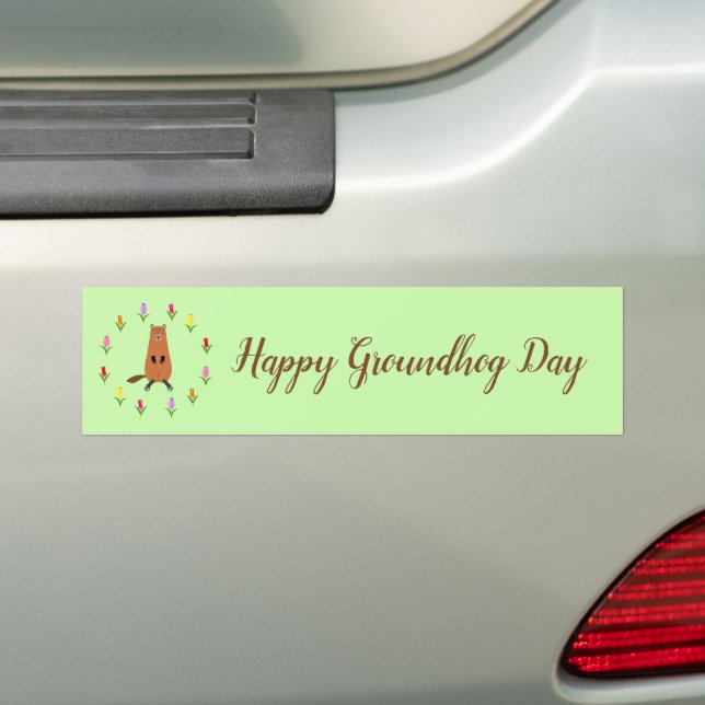 Niedliche Groundhog- und Tulip-Blume Autoaufkleber (Auf Auto)