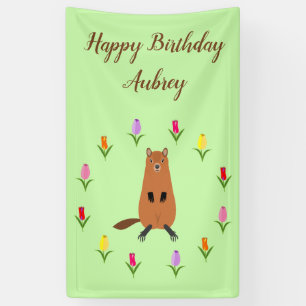 Niedliche Groundhog- und Tulip-Blume Banner
