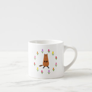 Niedliche Groundhog- und Tulip-Blume Espressotasse