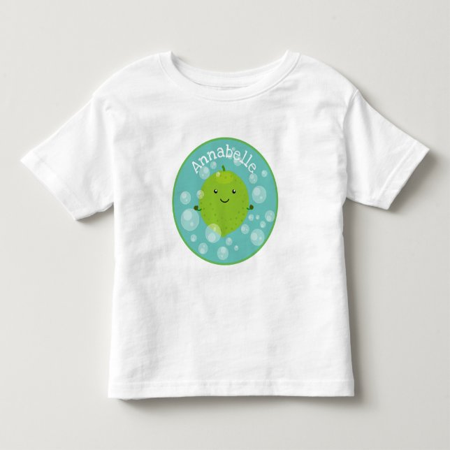 Niedliche grün Limone Blasen Cartoon Abbildung Kleinkind T-shirt (Vorderseite)