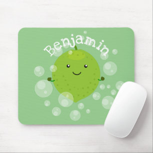 Niedliche grün Limone Blasen Cartoon Abbildung Mousepad