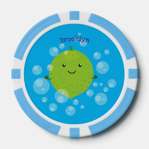 Niedliche grün Limone Blasen Cartoon Abbildung Pokerchips