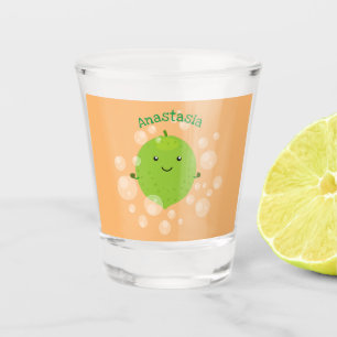Niedliche grün Limone Blasen Cartoon Abbildung Schnapsglas